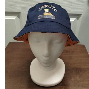 Naruto Childrens Kids Blue Orange Reversible Bucket Hat Anime Manga One Size